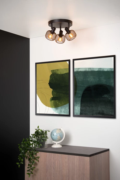 Lucide MAREN - Plafondspot - Ø 37 cm - 3xE14 - Zwart - sfeer 1